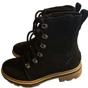 Sorel Lennox Lace Up - Boots - Black - Women's - Size 6. Black suede waterproof